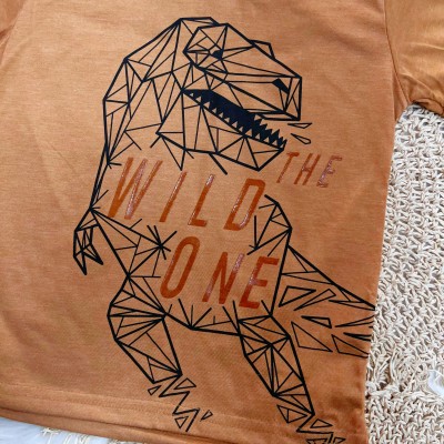 Conj. Camiseta Wild One e Bermuda em Linho - Ferrugem